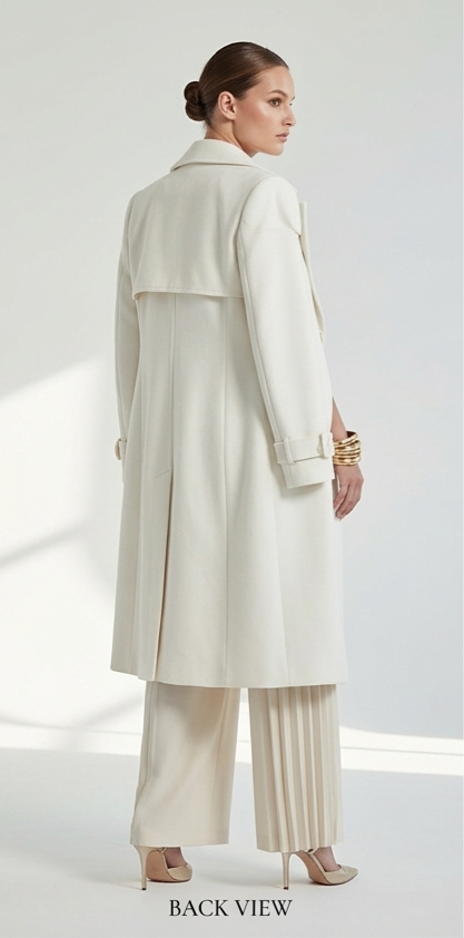 Women's Ivory Plunging V-Neck Pleated Wide-Leg Jumpsuit